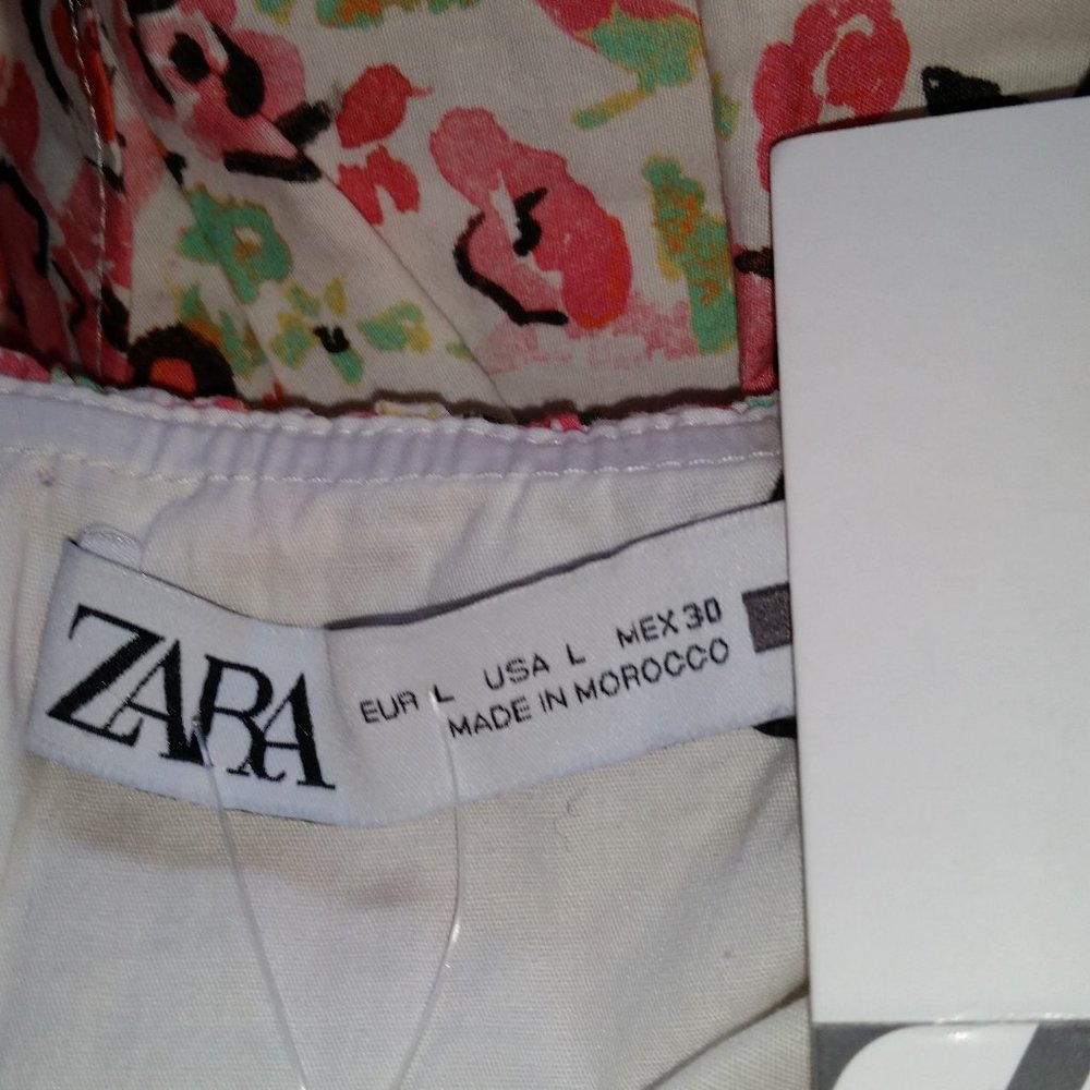 Zara ruffle ruched floral print mini dress NWt - Picture 6 of 6